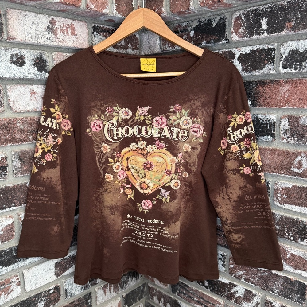 Katina Marie Y2K “Chocolate” Women L Fairycore Whimsigoth 90s Grunge Top